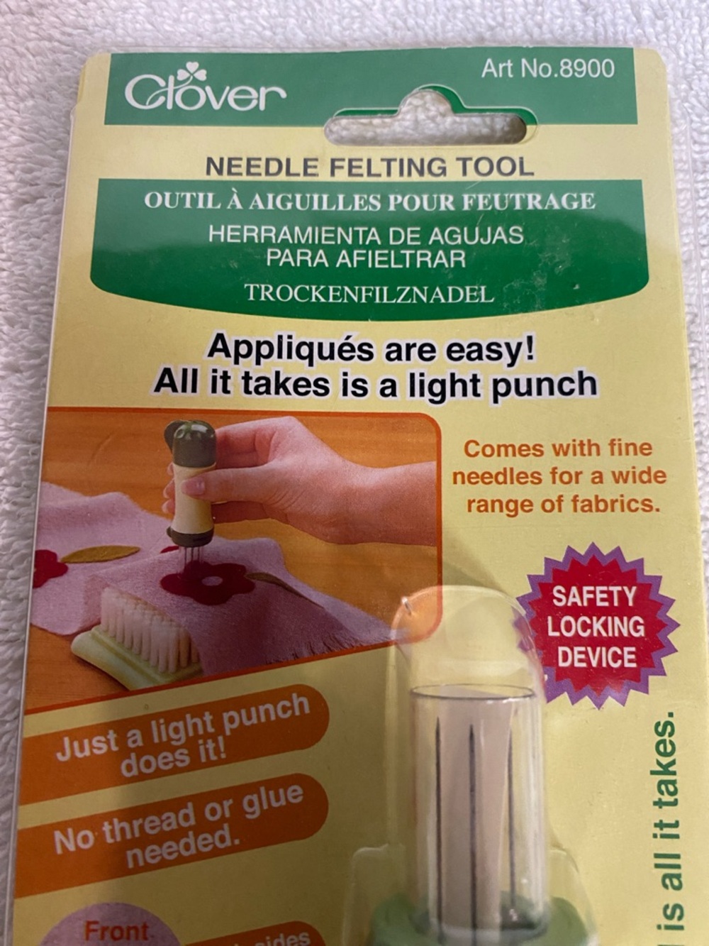 Needle Felting Tool in Yellow - Punch Felting Tool with Safety Lock - Picture 5 of 5